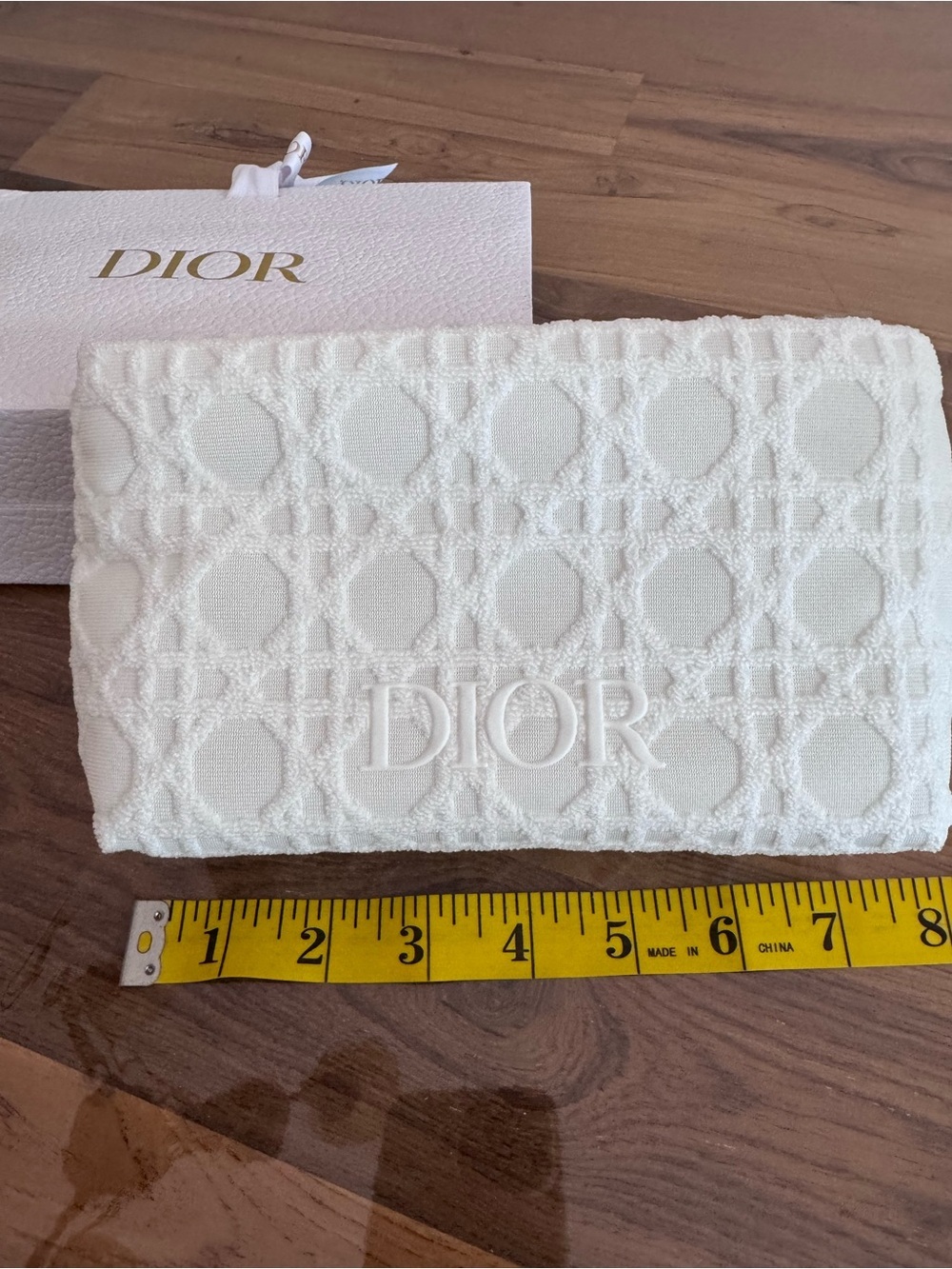 GWP Dior White Embroidered Logo Makeup Pouch